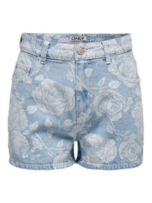 ONLY Shorts Corte regular Cintura alta -Light Blue Denim - 15318282
