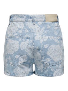 ONLY Printed denim shorts -Light Blue Denim - 15318282