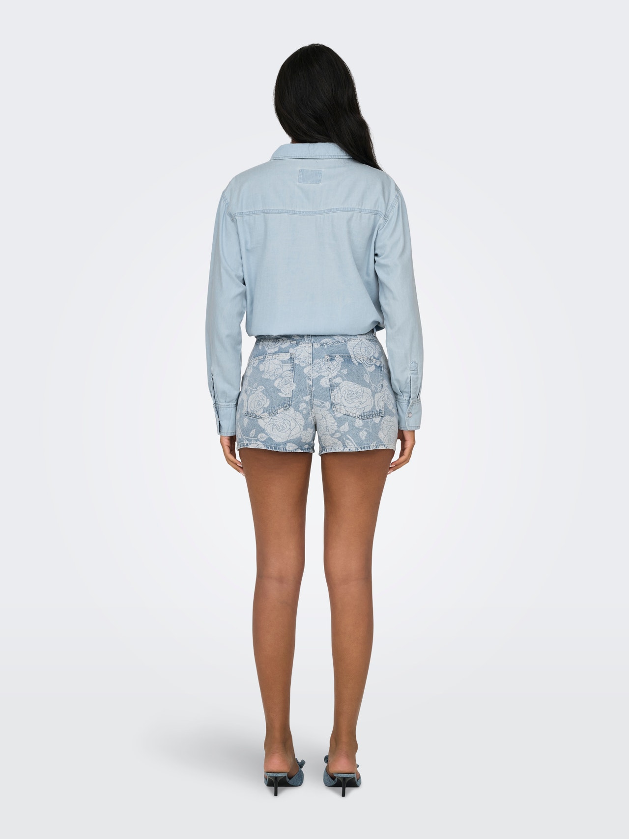 ONLY Shorts Regular Fit Taille haute -Light Blue Denim - 15318282