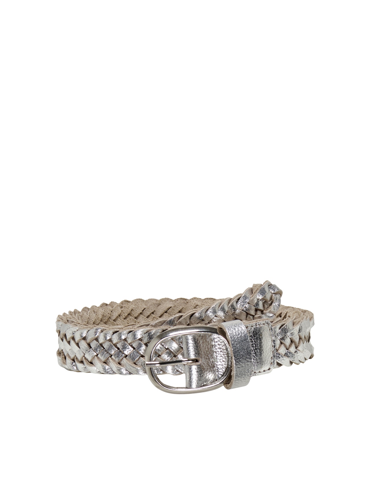 ONLY Braided leather belt -Silver - 15318314