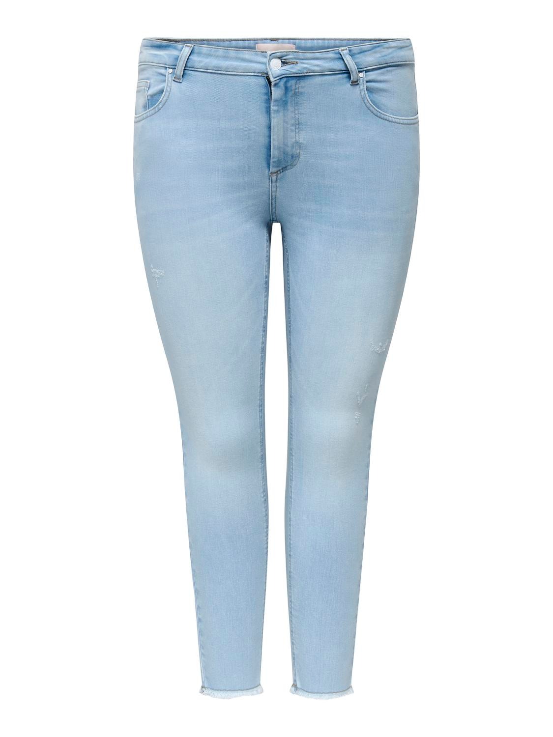 ONLY Skinny Fit Raw hems Jeans -Light Blue Bleached Denim - 15318334