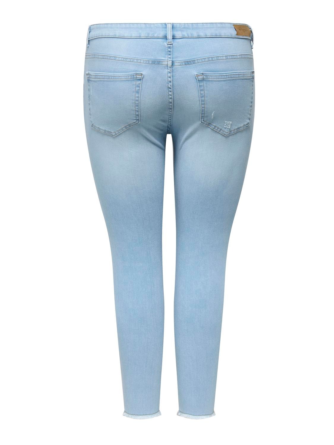 ONLY Skinny Fit Raw hems Jeans -Light Blue Bleached Denim - 15318334