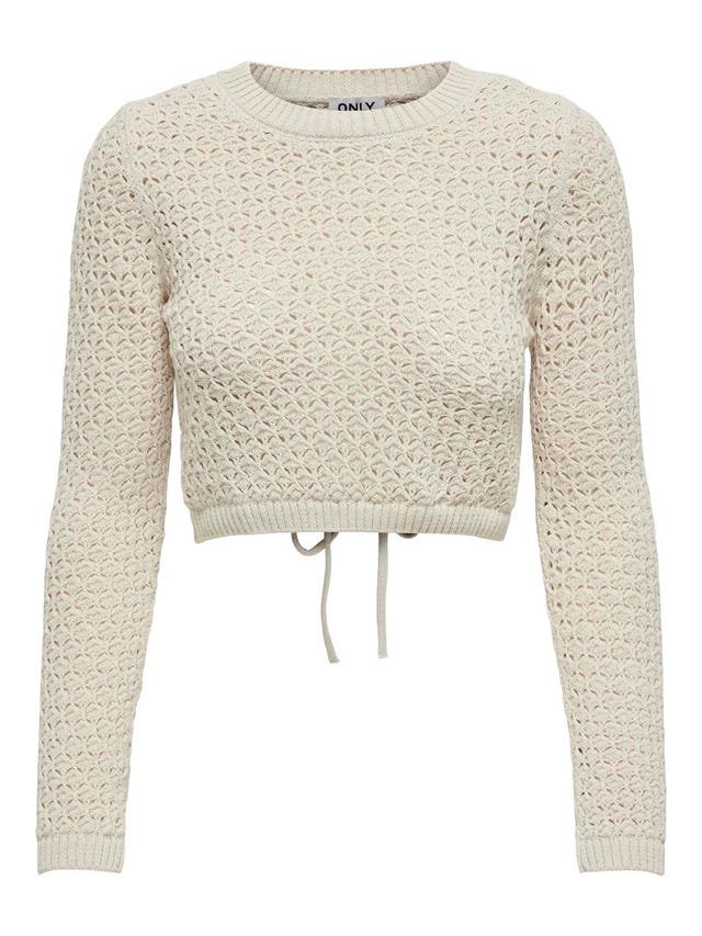 ONLY Cropped o-neck knitted pullover - 15318340