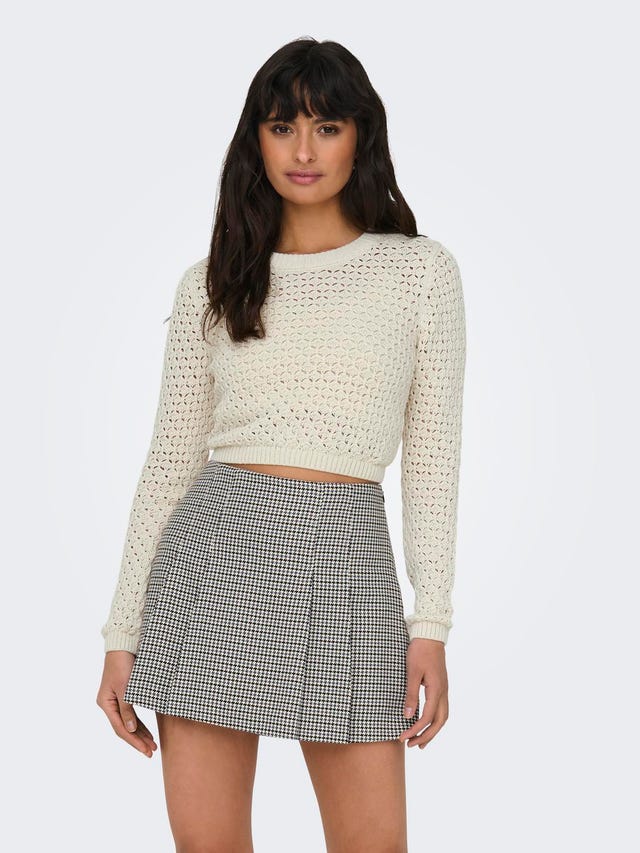 ONLY Cropped o-neck knitted pullover - 15318340