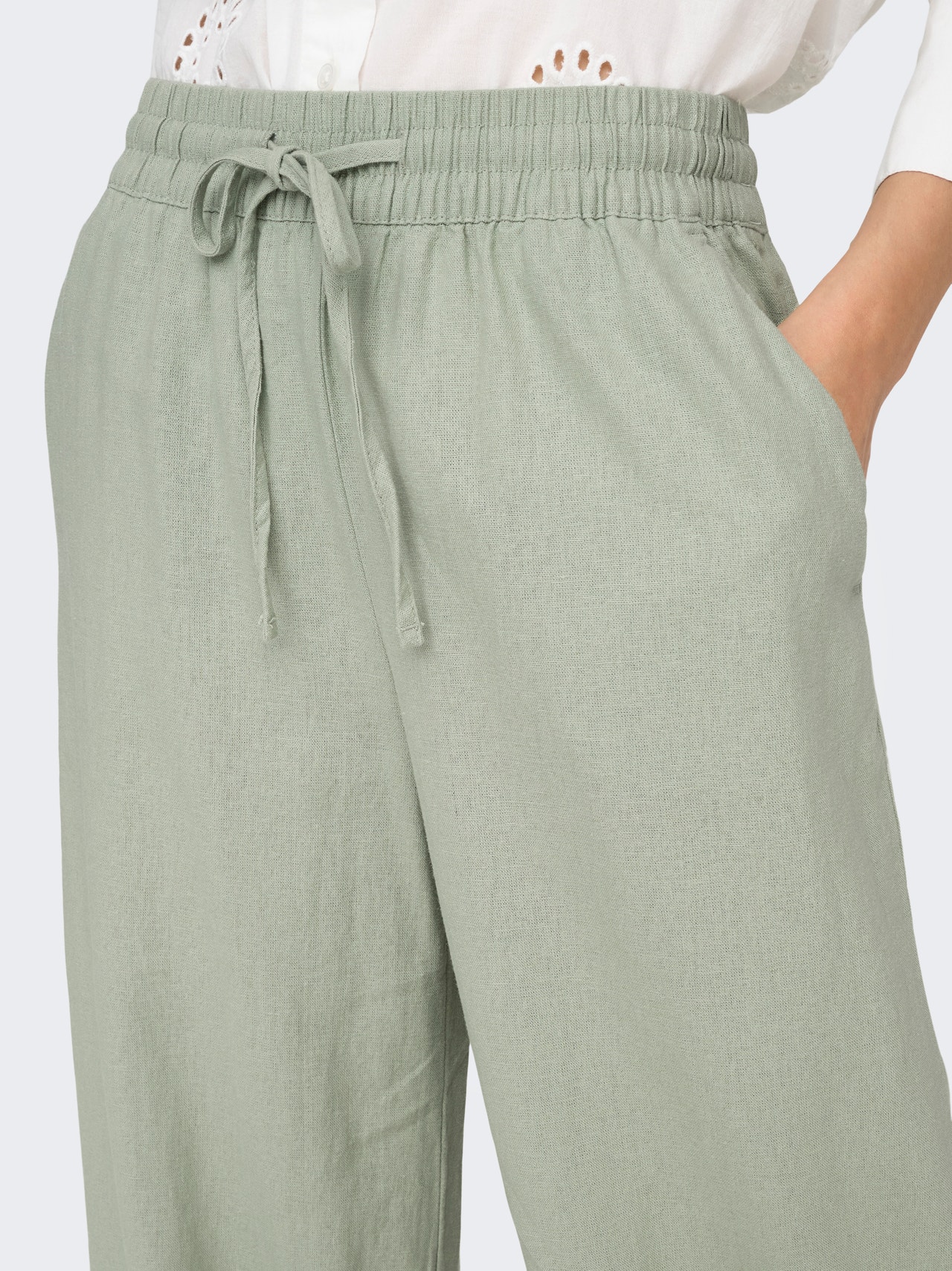 ONLY Classic trousers with high waist -Desert Sage - 15318361
