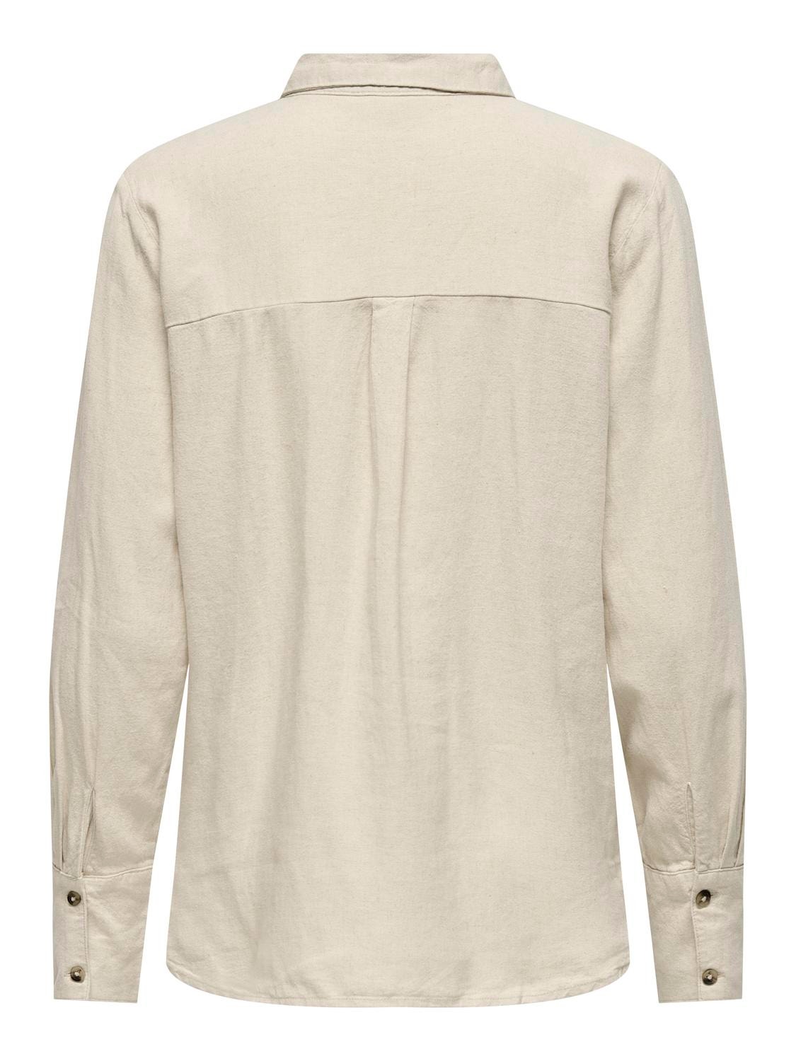 ONLY Lös passform Skjortkrage Manschetter med knappar Rymliga ärmar Skjorta -Oatmeal - 15318364