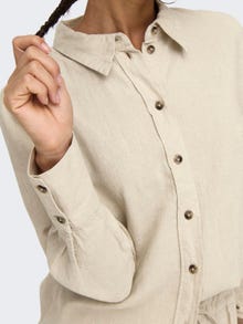 ONLY Locker geschnitten Hemdkragen Ärmelbündchen mit Knopf Voluminöser Armschnitt Hemd -Oatmeal - 15318364