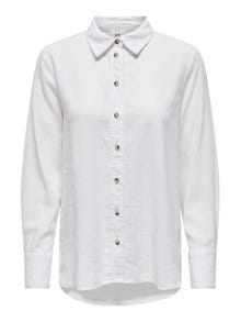 ONLY Locker geschnitten Hemdkragen Ärmelbündchen mit Knopf Voluminöser Armschnitt Hemd -Bright White - 15318364