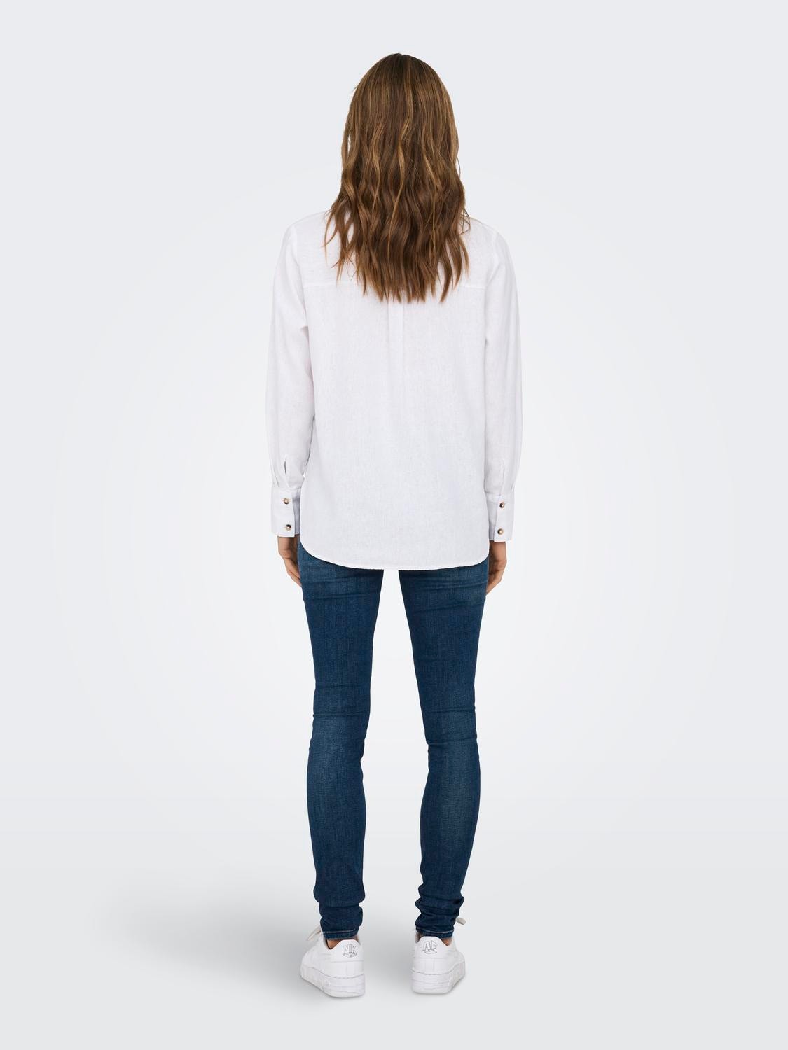 ONLY Loose fit linen shirt -Bright White - 15318364
