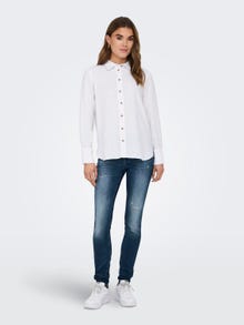 ONLY Chemises Loose Fit Col chemise Poignets boutonnés Manches volumineuses -Bright White - 15318364