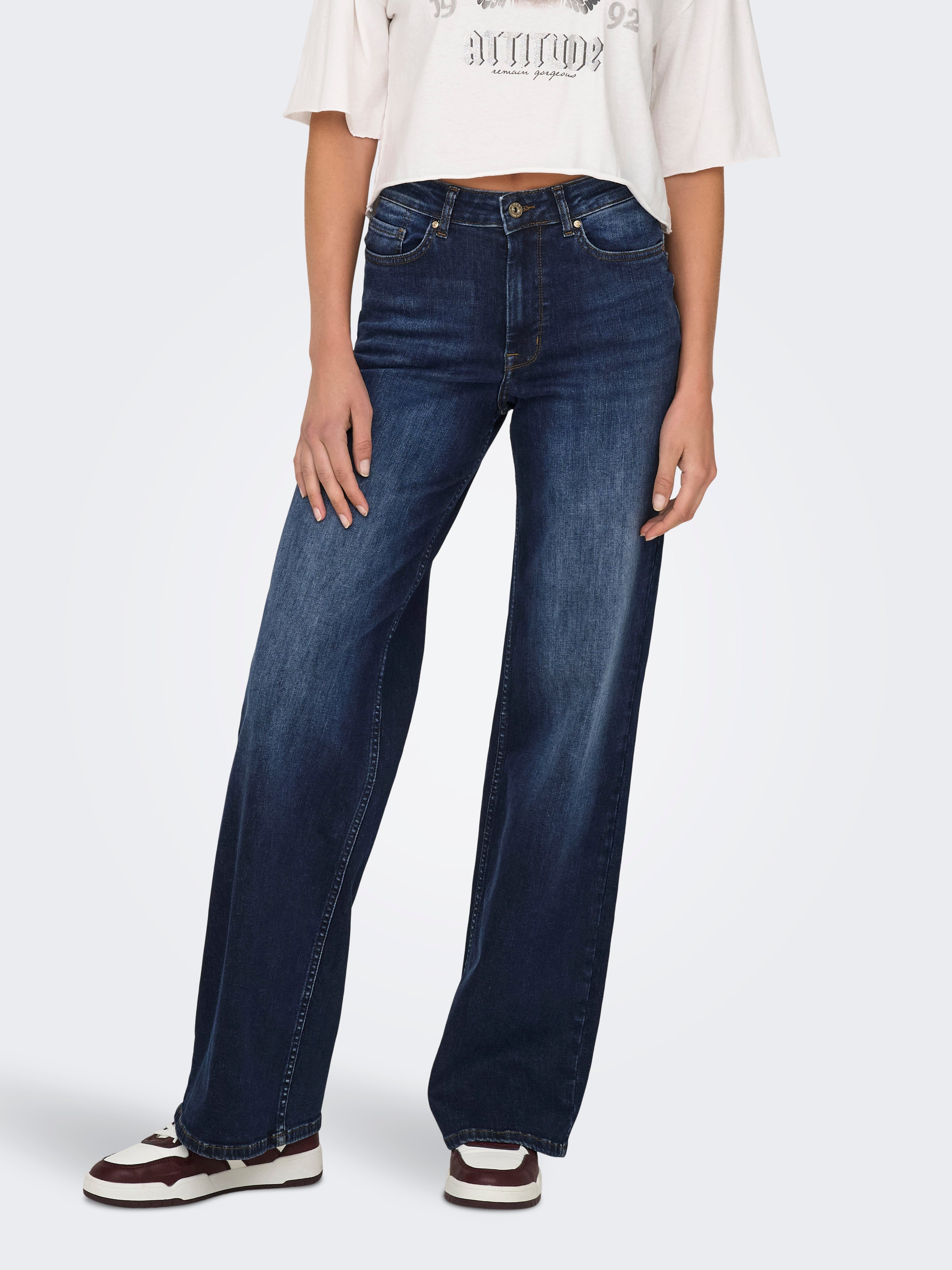 Onlmadison Hohe Taille Weiter Beinschnitt Jeans