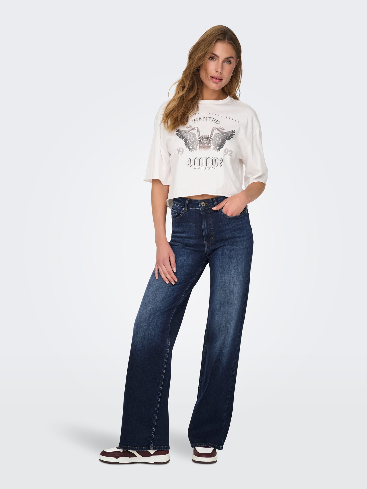 Only KOGANLIE-MADISON HW WIDE ANIMAL VD meisjes jeans beige 174003 Only KOGANLIE-MADISON HW WIDE ANIMAL VD meisjes jeans beige 174003