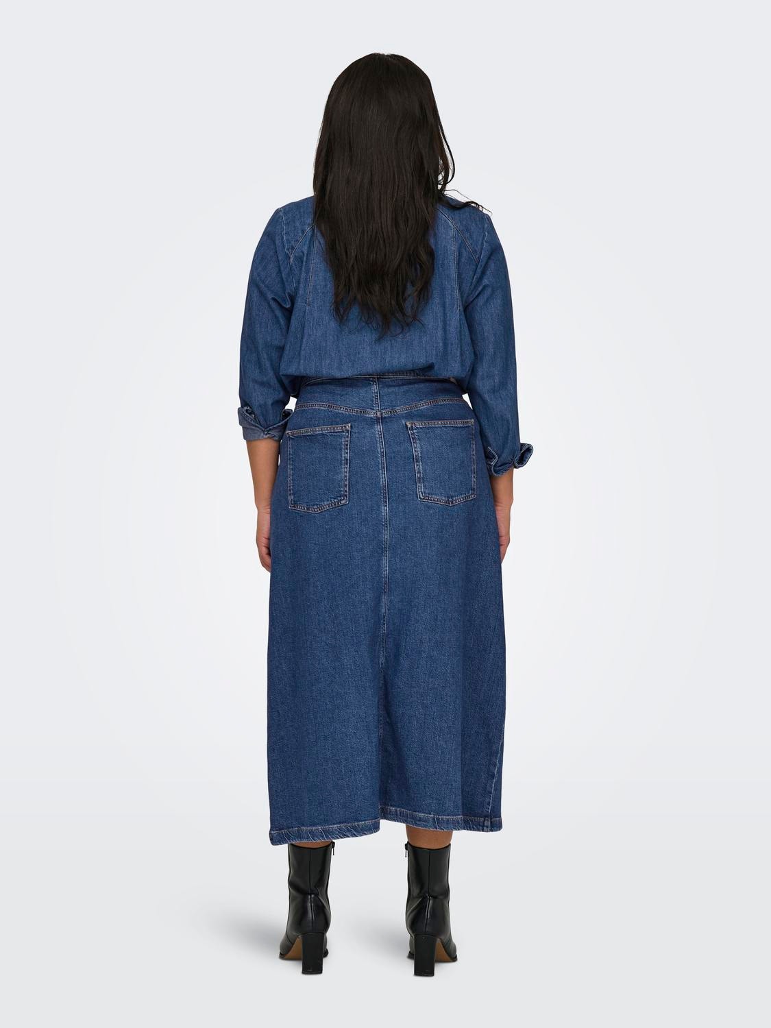 ONLY Medelhög midja Lång kjol -Medium Blue Denim - 15318454