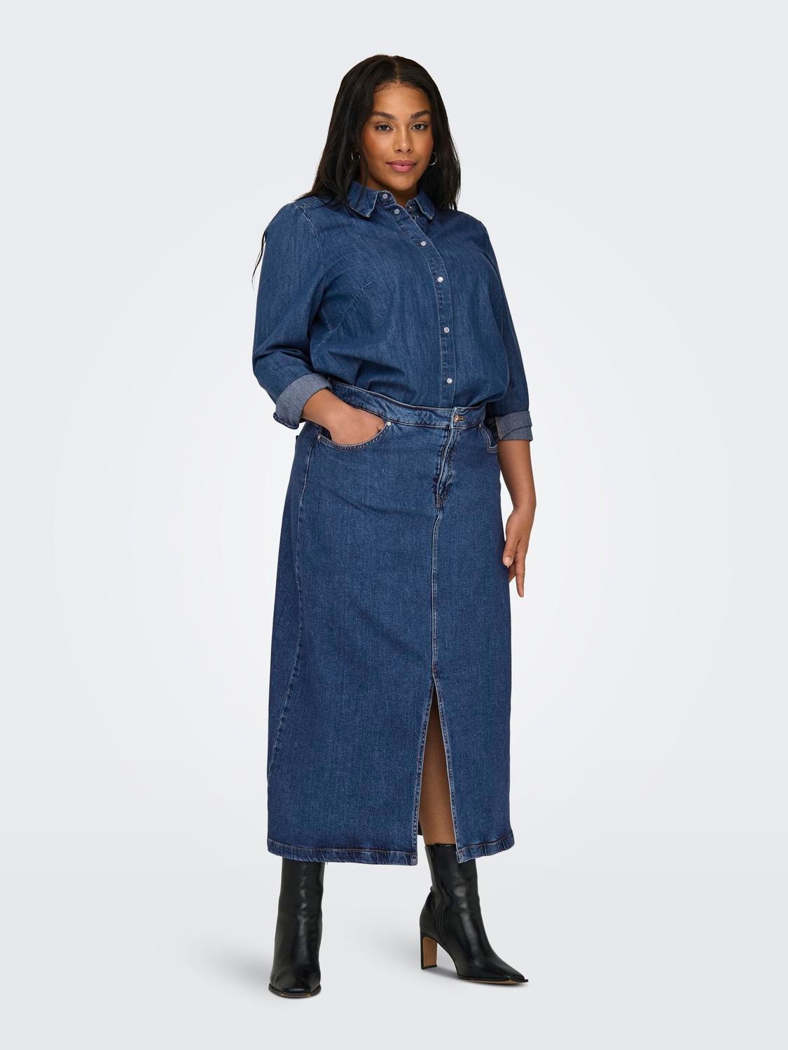 ONLY Mid waist Long skirt -Medium Blue Denim - 15318454