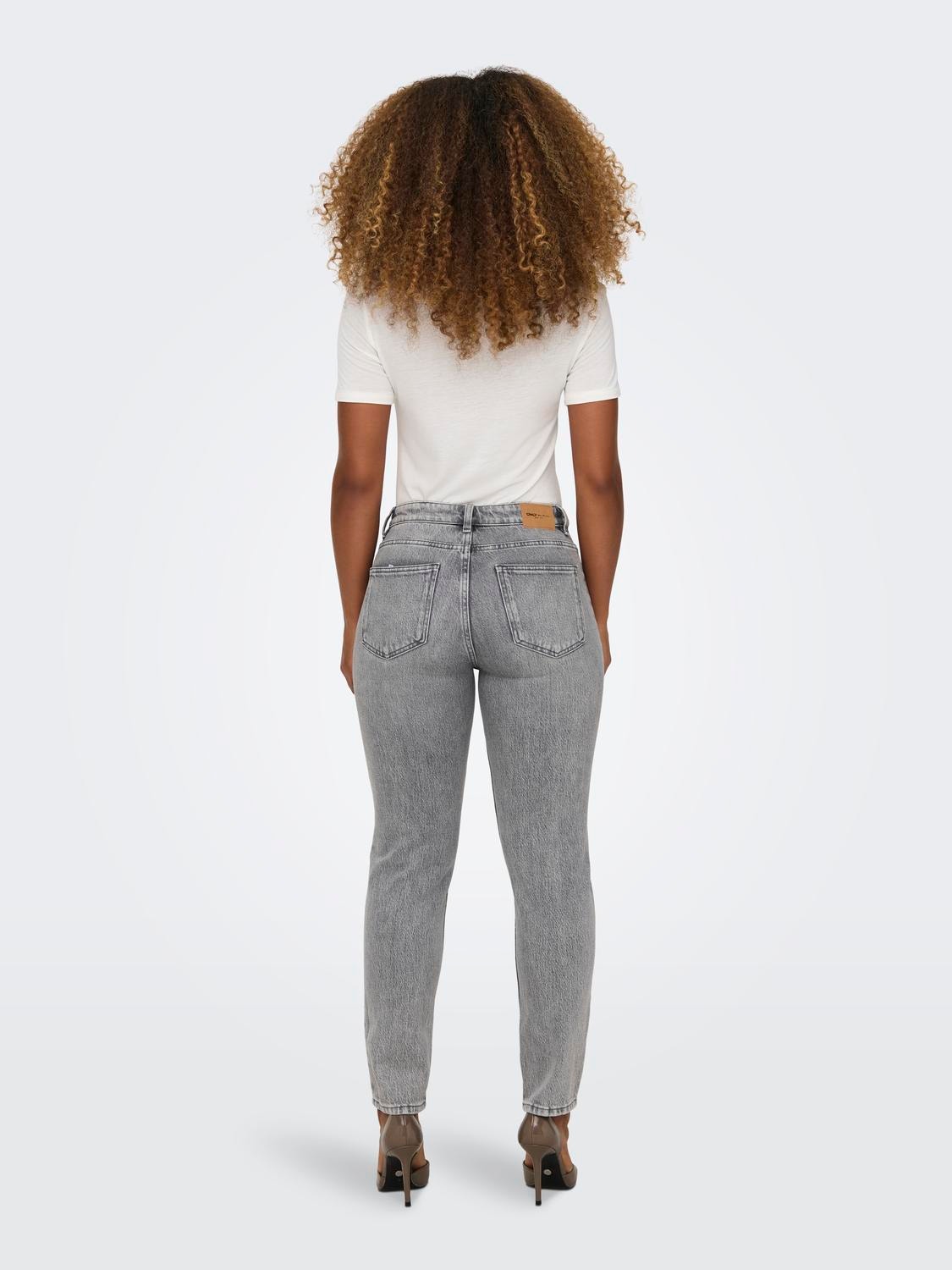 ONLY Straight Fit Høy midje Jeans -Medium Grey Denim - 15318496