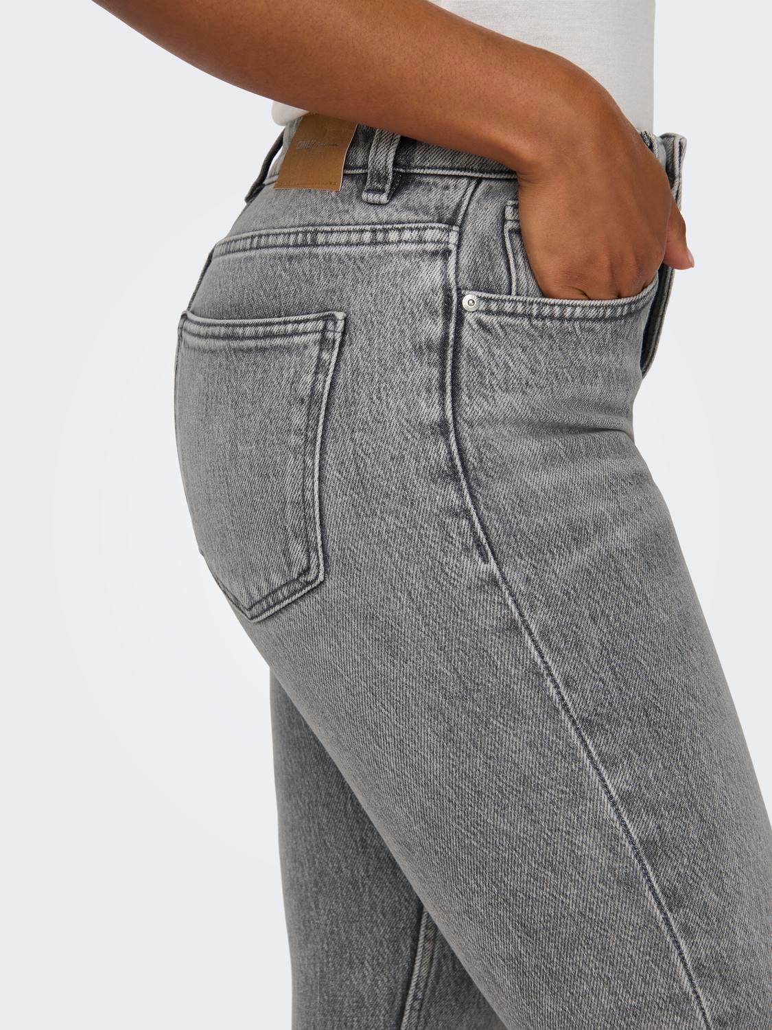 ONLY Krój prosty Wysoka talia Jeans -Medium Grey Denim - 15318496