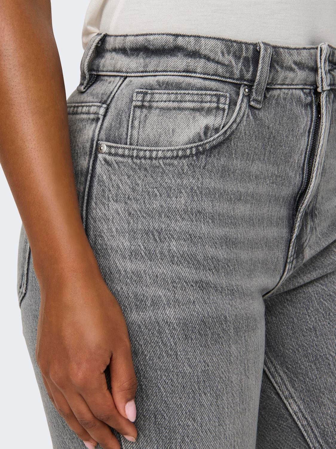 ONLY Rak passform Hög midja Jeans -Medium Grey Denim - 15318496
