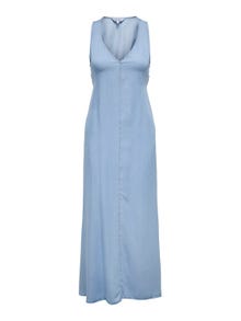 ONLY Loose fit V-hals Brede stropper Lang kjole -Light Blue Denim - 15318546