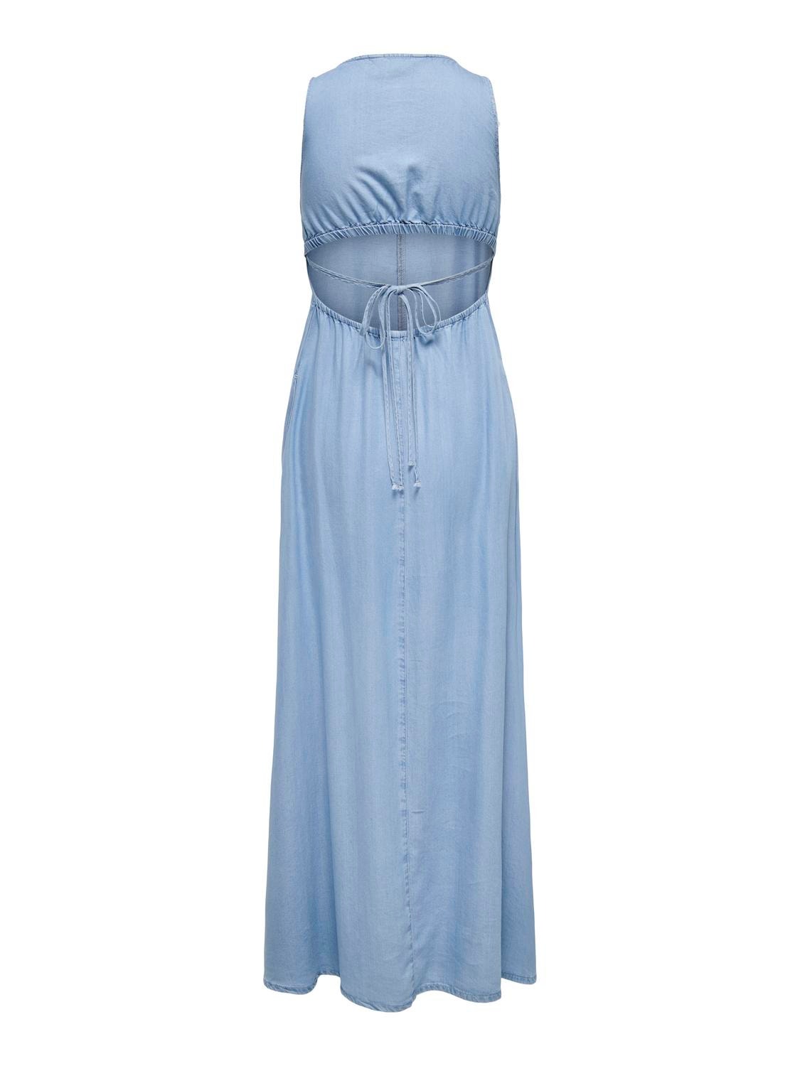 ONLY Locker geschnitten V-Ausschnitt Breite Träger Langes Kleid -Light Blue Denim - 15318546