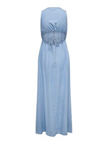 ONLY Luźno dopasowane Dekolt w serek Szerokie paski Długa sukienka -Light Blue Denim - 15318546