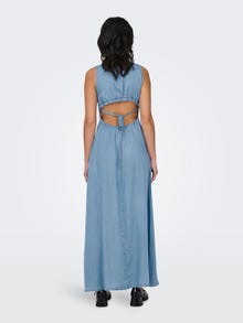 ONLY Loose fit V-hals Brede stropper Lang kjole -Light Blue Denim - 15318546