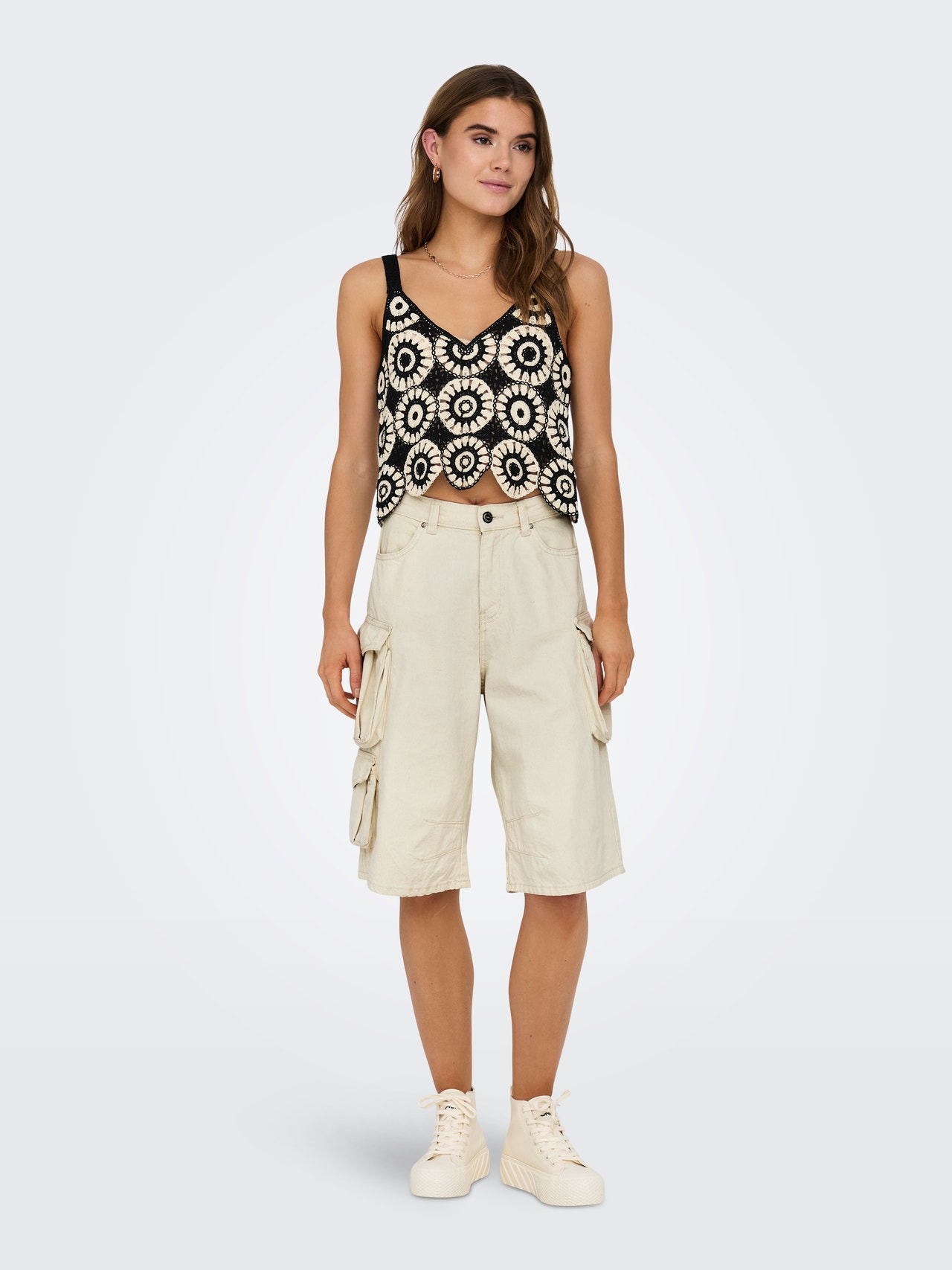 ONLY Ruumikas lõige Kõrge vöökoht Lühikesed püksid -Ecru - 15318620