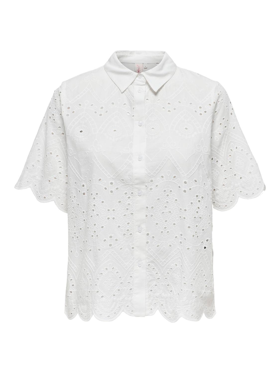 ONLY Broderie anglaise skjorte -Cloud Dancer - 15318650