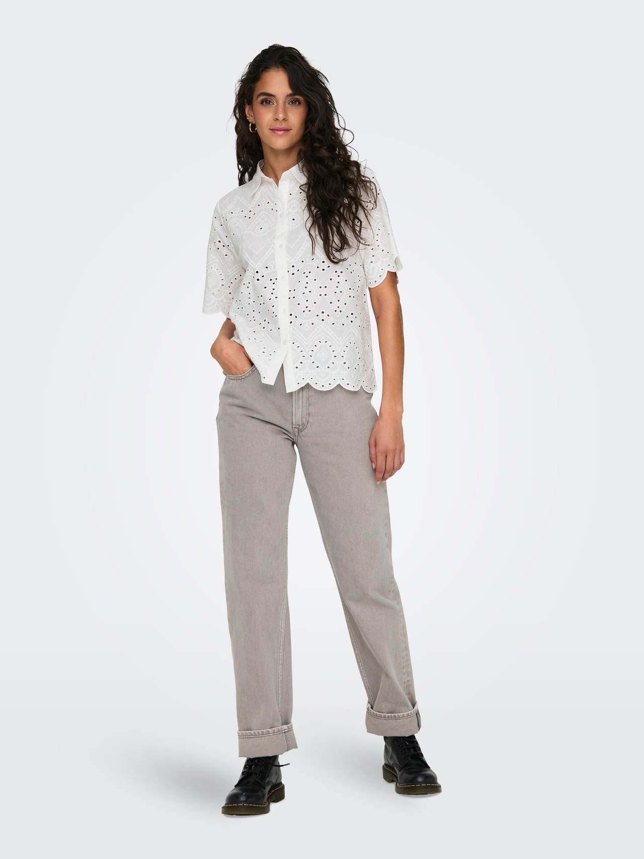 ONLY Broderie anglaise shirt -Cloud Dancer - 15318650