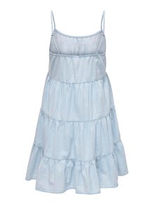 ONLY Robe midi Volume Fit Col carré Bretelles étroites -Light Blue Denim - 15318689