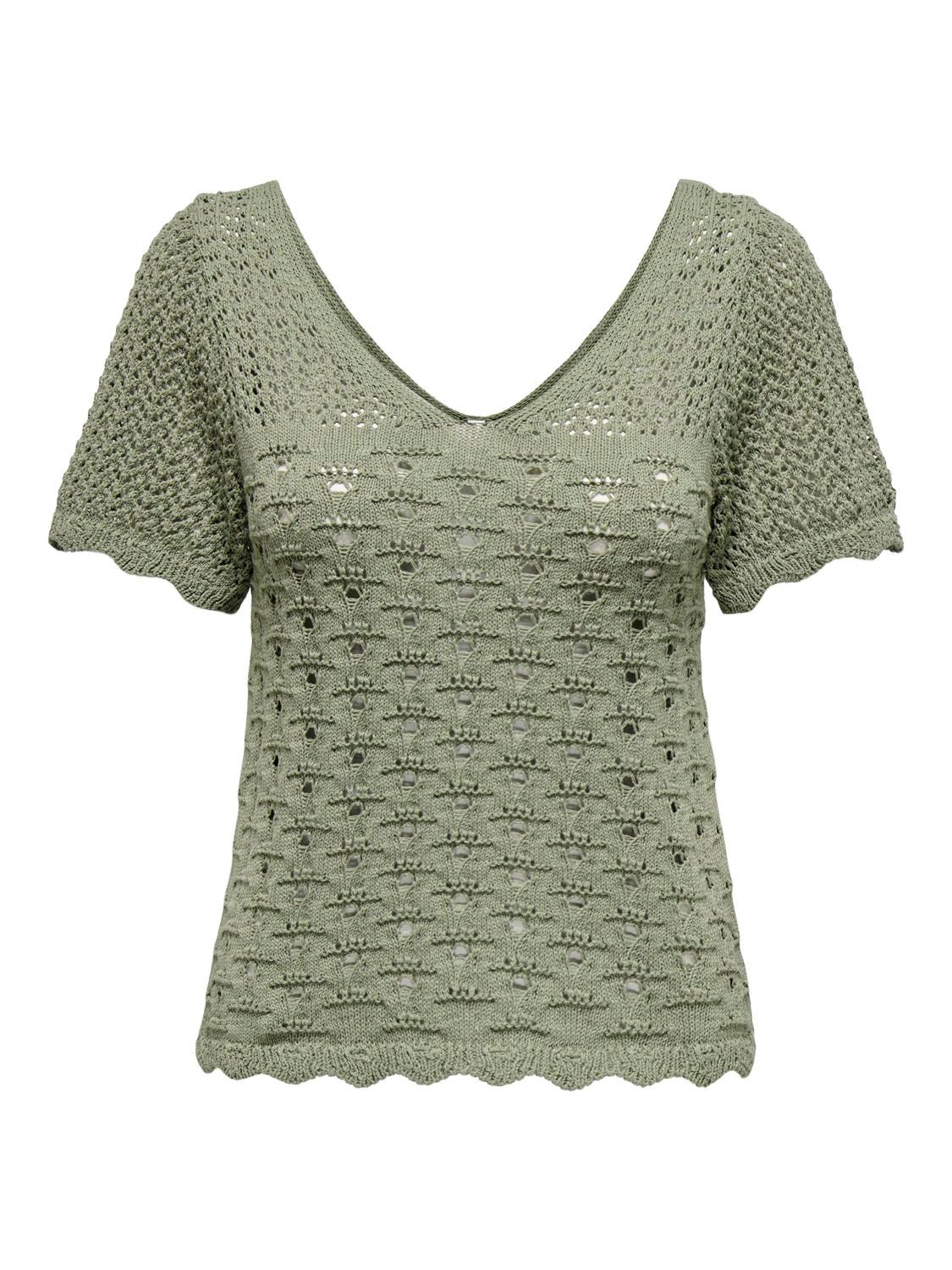 ONLY V-neck knitted top -Mermaid - 15318713