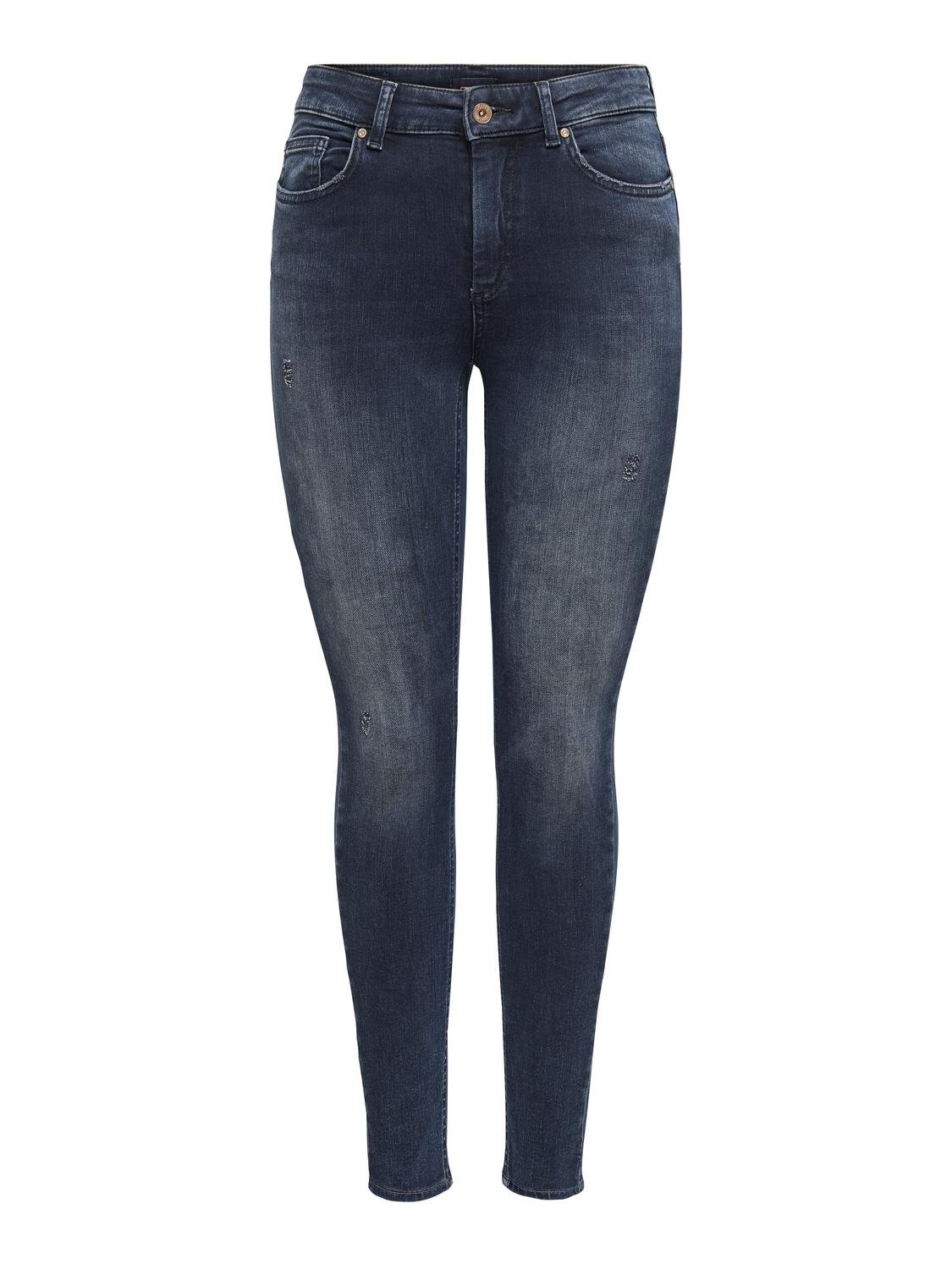 ONLY Krój skinny Średnia talia Jeans -Blue Black Denim - 15318738