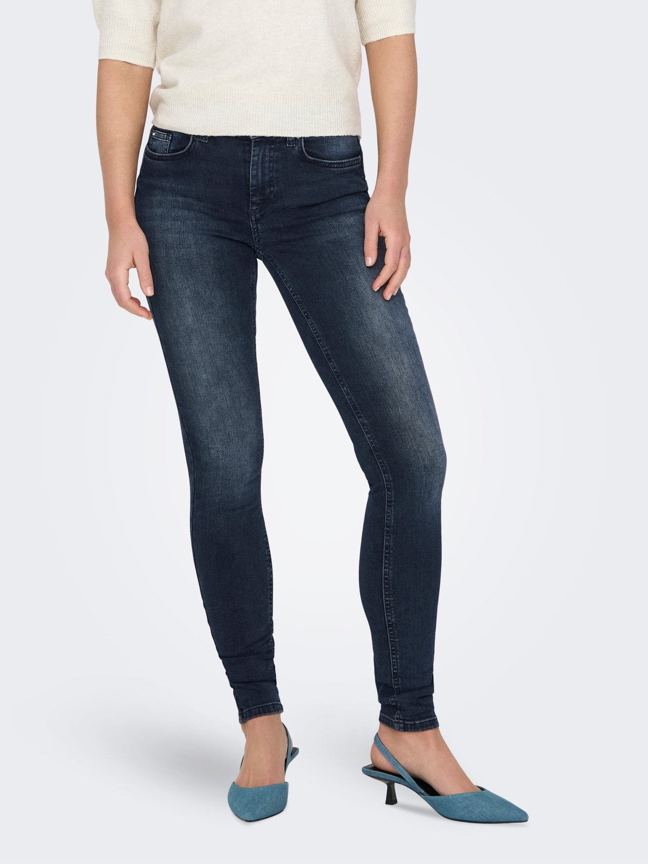 ONLY Jeans Skinny Fit Taille moyenne -Blue Black Denim - 15318738