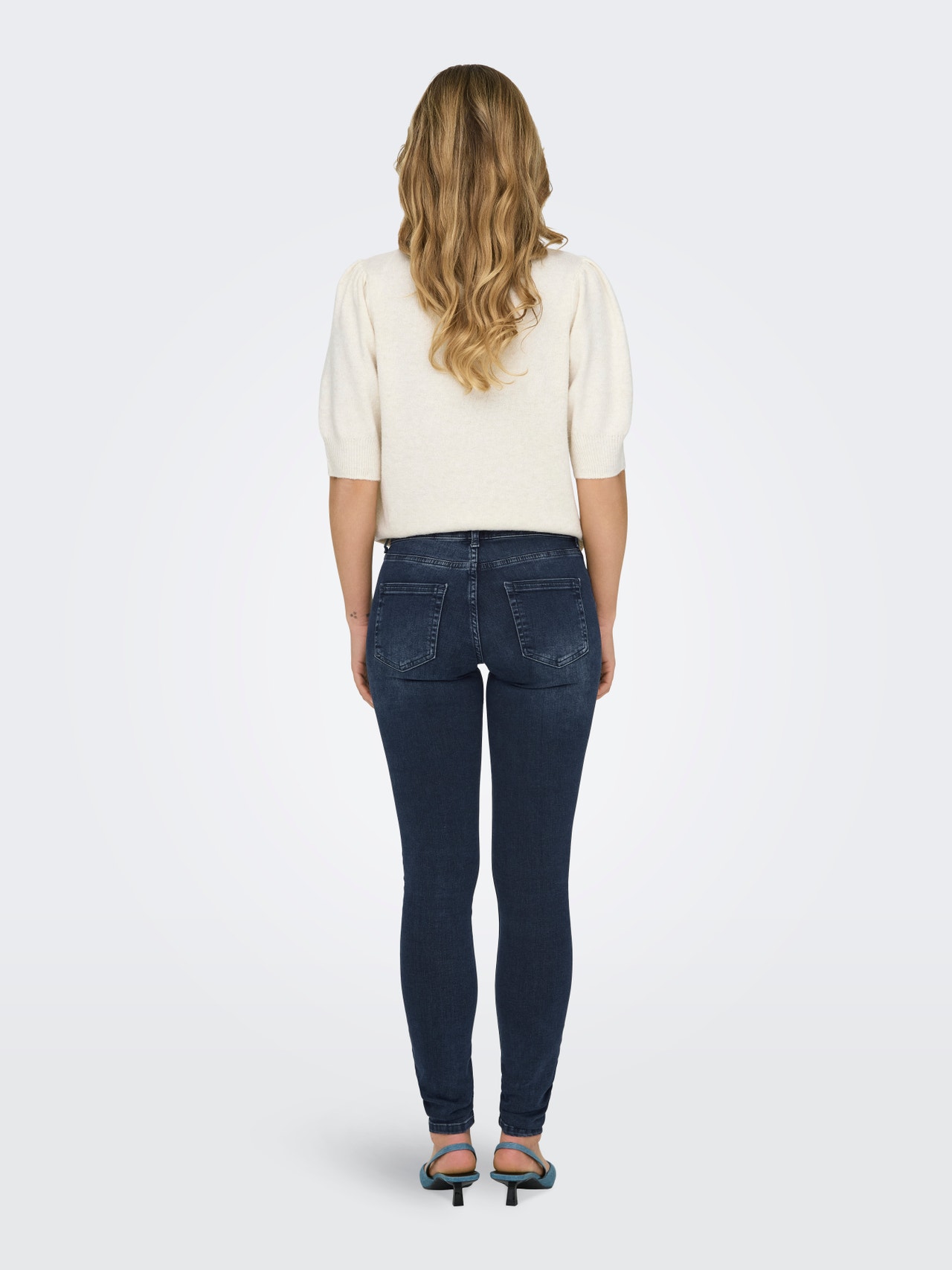 ONLY Krój skinny Średnia talia Jeans -Blue Black Denim - 15318738