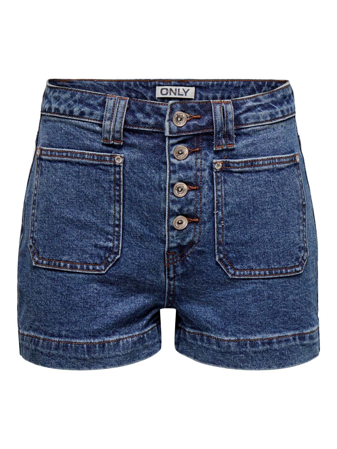 ONLY Loose Fit High waist Shorts -Dark Blue Denim - 15318745