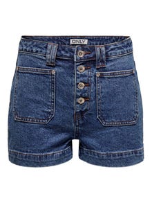 ONLY Shorts Corte loose Cintura alta -Dark Blue Denim - 15318745