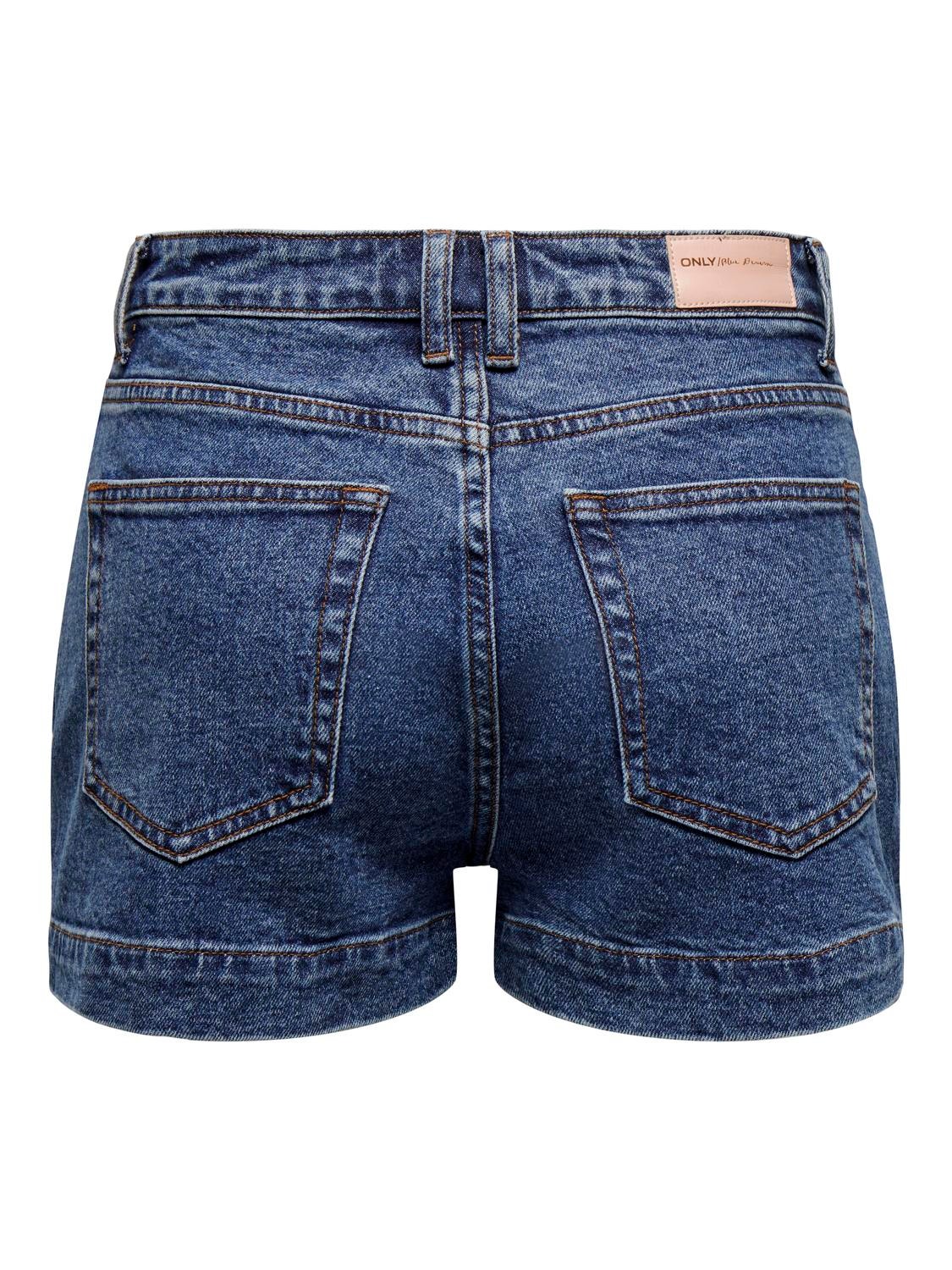 ONLY Shorts Loose Fit Vita alta -Dark Blue Denim - 15318745