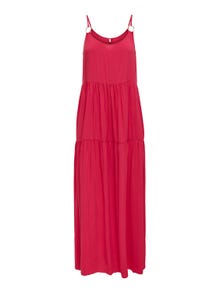 ONLY Regular Fit U-Neck Thin straps Long dress -Viva Magenta - 15318860