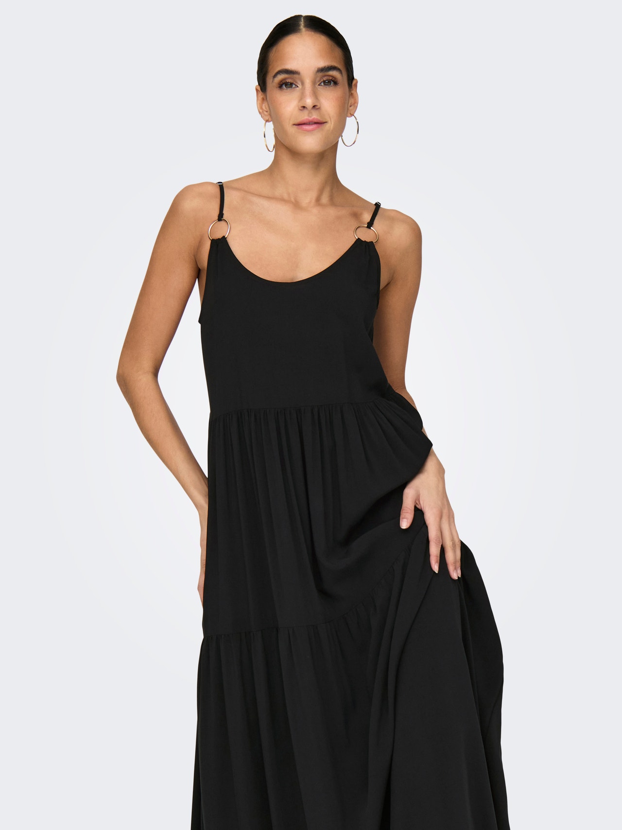 ONLY Maxi u-hals kjole -Black - 15318860
