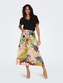 ONLY Midi nederdel med print og knapper -Tropical Peach - 15318861