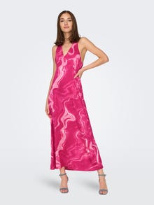 ONLY Maxi kjole med v-hals  -Raspberry Sorbet - 15318885