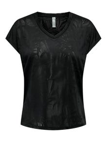 ONLY Locker geschnitten V-Ausschnitt Fledermaus-Ärmel T-Shirt -Black - 15318944
