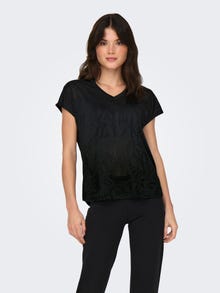 ONLY Loose Fit V-Neck Batwing sleeves T-Shirt -Black - 15318944