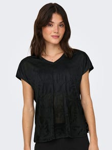 ONLY Loose Fit V-Neck Batwing sleeves T-Shirt -Black - 15318944