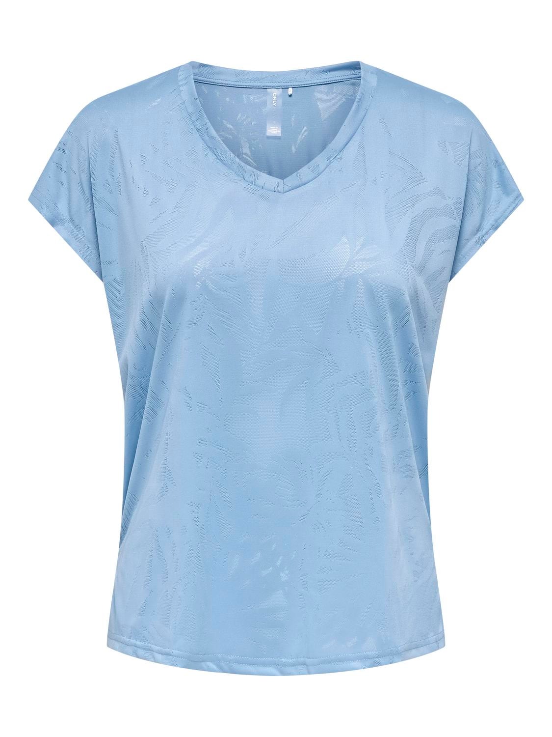 ONLY Locker geschnitten V-Ausschnitt Fledermaus-Ärmel T-Shirt -Blissful Blue - 15318944