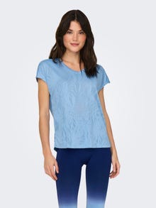 ONLY Locker geschnitten V-Ausschnitt Fledermaus-Ärmel T-Shirt -Blissful Blue - 15318944