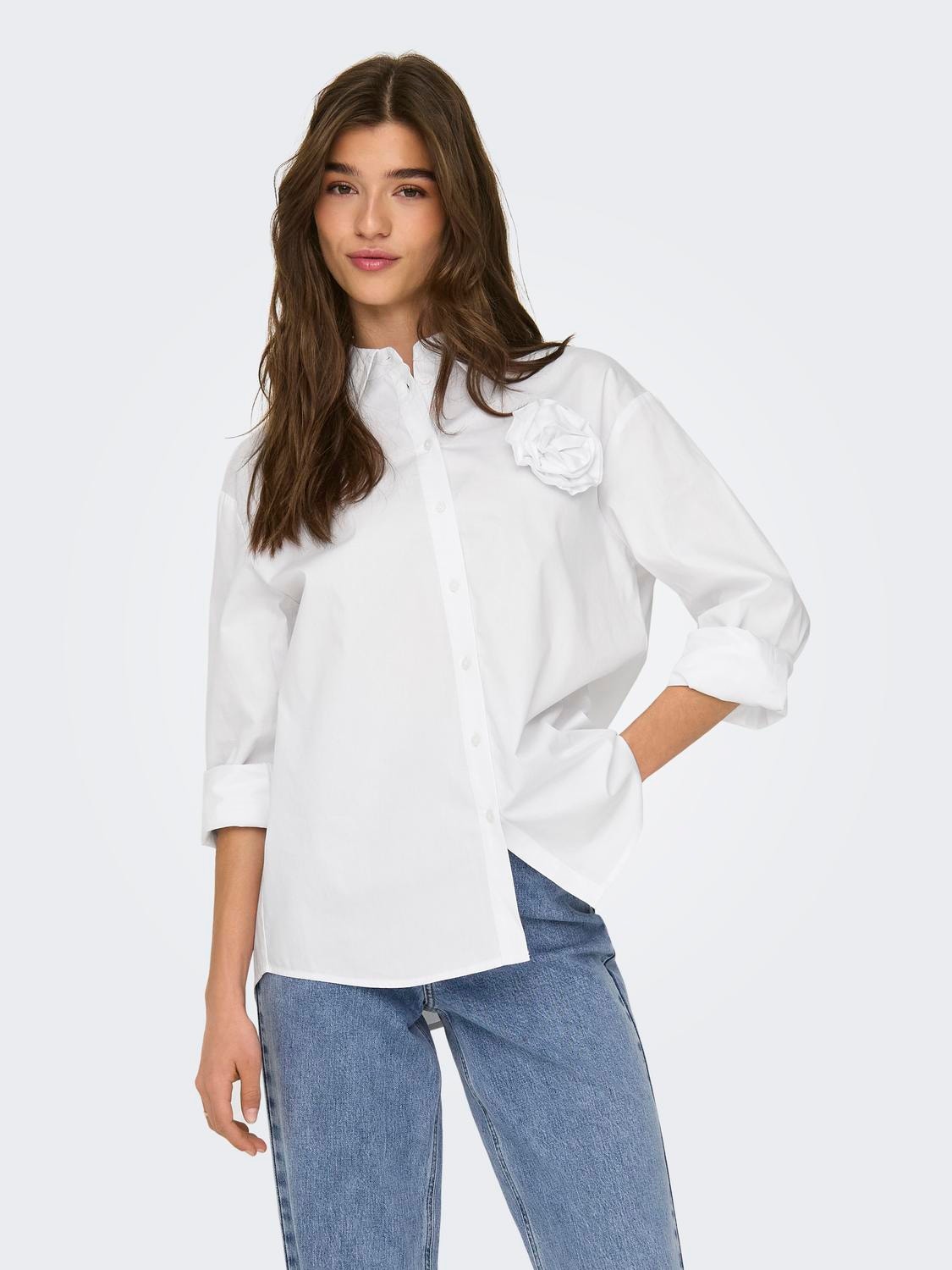 ONLY Shirt with rose detail -Cloud Dancer - 15319038