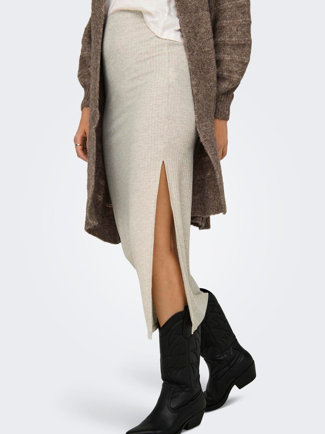 ONLY Midi skirt with slits -Pumice Stone - 15319074