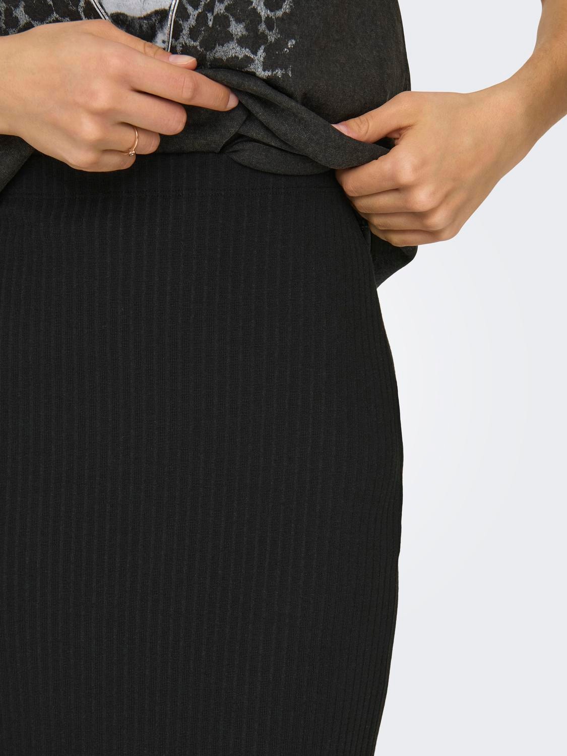 ONLY Midi nederdel med slids -Black - 15319074