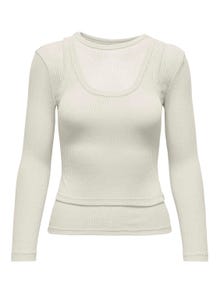 ONLY Long sleeved top with rib -Cloud Dancer - 15319080