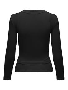 ONLY Long sleeved top with rib -Black - 15319080